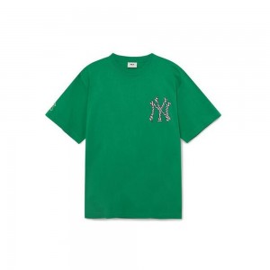 MLB Checkerboard Cliping Logo Overfit T Shirts New York Yankees T-Shirts | ES71-G5YZ