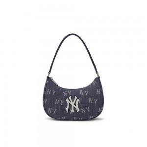 MLB Classic MONOGRAM Denim Hobo Bag New York Yankees Hobo Bags | DJ37-K0CG