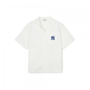 MLB Dia MONOGRAM Jqd Open Collar Short Sleeve Shirts New York Yankees T-Shirts | LE28-V4UK