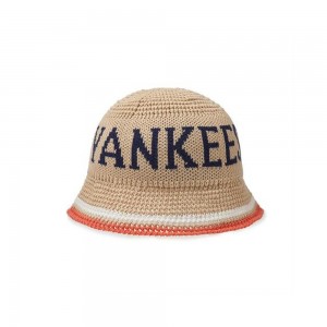 MLB Knit Crochet Bucket Hat Dome Fit New York Yankees Hats | LH47-F6CN