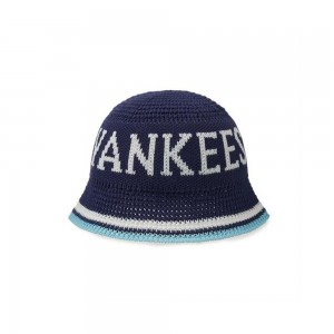 MLB Knit Crochet Bucket Hat Dome Fit New York Yankees Hats | WA42-M1JR