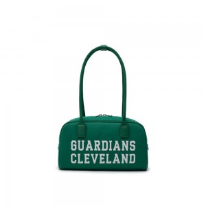 MLB Varsity Jacquard Canvas Square Shoulder Bag Cleveland Guardians Tote Bags | CO40-Z0IF