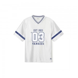 MLB Varsity Soccer Jersey V Neck Over Fit T Shirts New York Yankees T-Shirts | EW90-J2TW