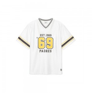 MLB Varsity Soccer Jersey V Neck Over Fit T Shirts SAN DIEGO PADRES T-Shirts | XJ18-Q5LZ