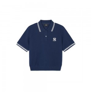 MLB [WMS] Basic Crop Polo T Shirts New York Yankees T-Shirts | QF38-D2IF