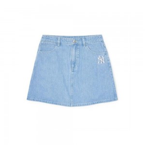 MLB [WMS] Basic Medium Logo Denim Skirt New York Yankees Skirts | BK00-O6KN