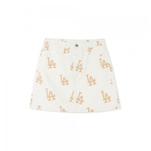 MLB [WMS] Basic Multi Mega Printed Logo Denim Skirt LOS ANGELES DODGERS Skirts | EF03-U5DN