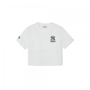 MLB [WMS] Basic Small Logo Crop T Shirts New York Yankees T-Shirts | DM65-T3DH