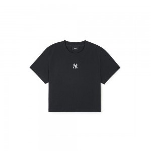 MLB [WMS] Basic Small Logo Crop T Shirts New York Yankees T-Shirts | SX57-O5YL