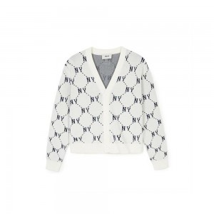 MLB [WMS] Dia MONOGRAM All Over Pattern Crop Cardigan New York Yankees Cardigan | BE59-M8QE