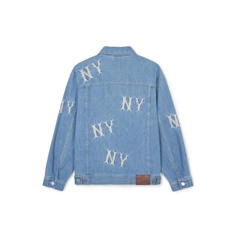 MLB Basic Multi Mega Logo Embroidery Denim Jacket New York Yankees Jackets | OH78-Z0NK