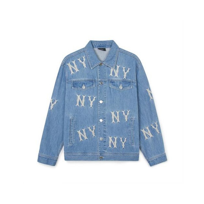 MLB Basic Multi Mega Logo Embroidery Denim Jacket New York Yankees Jackets | OH78-Z0NK