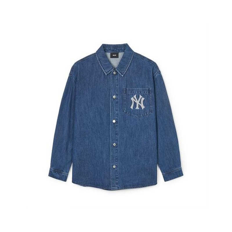 MLB Classic MONOGRAM Big Lux Denim Shirts New York Yankees Shirts | ZG91-U2BB