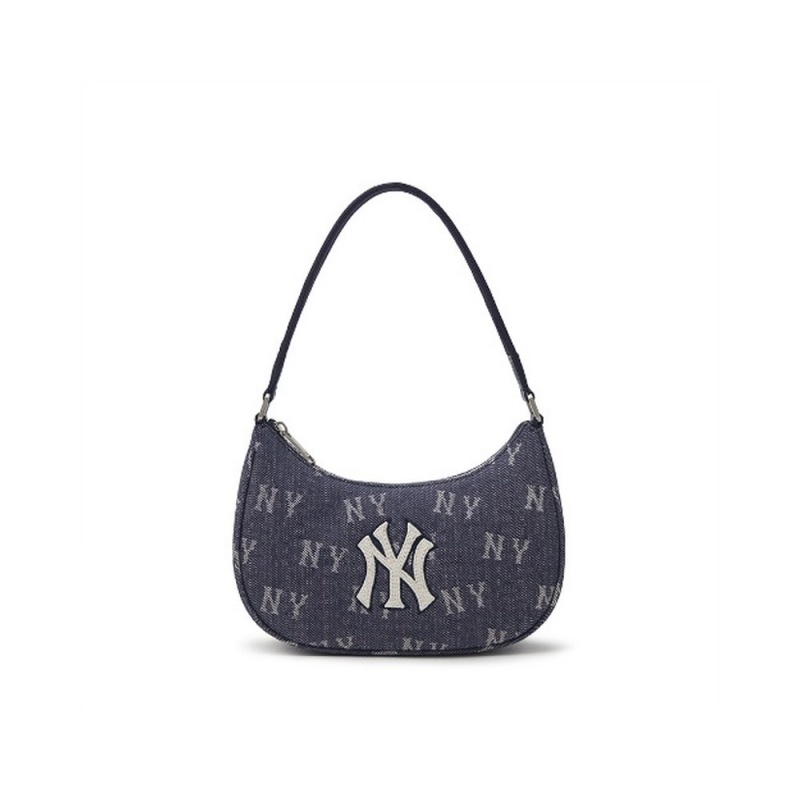 MLB Classic MONOGRAM Denim Hobo Bag New York Yankees Hobo Bags | DJ37-K0CG