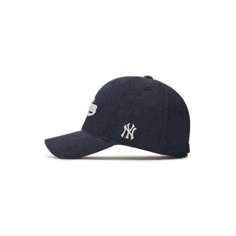 MLB Cursive Logo Denim Like Unstructured Ball Cap New York Yankees Ball Caps | RR60-A2VN