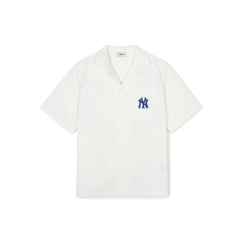 MLB Dia MONOGRAM Jqd Open Collar Short Sleeve Shirts New York Yankees T-Shirts | LE28-V4UK