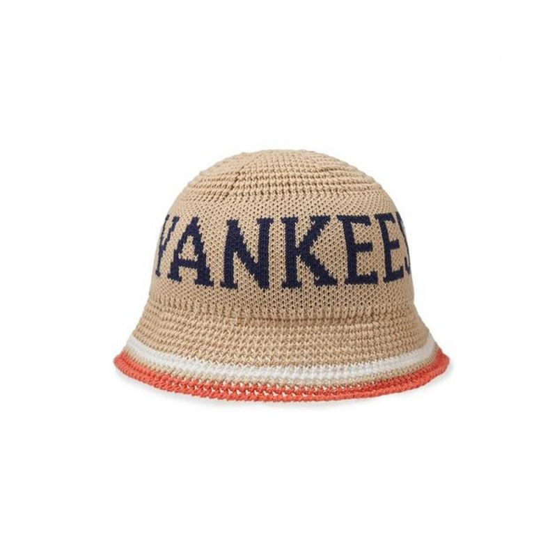 MLB Knit Crochet Bucket Hat Dome Fit New York Yankees Hats | LH47-F6CN