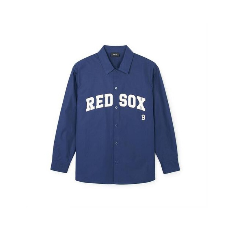 MLB Varsity Cotton Long Sleeve Shirts BOSTON REDSOX Shirts | IY71-Q4JR