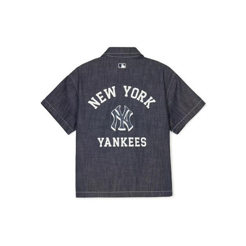 MLB Varsity Denim Like Woven Shirt New York Yankees Shirts | PO03-F9QE