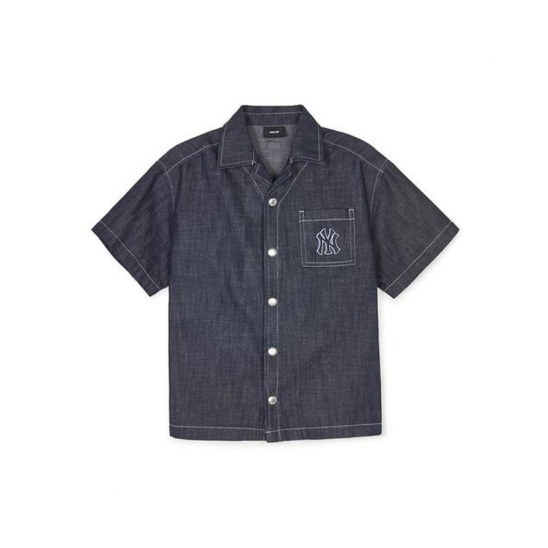 MLB Varsity Denim Like Woven Shirt New York Yankees Shirts | PO03-F9QE