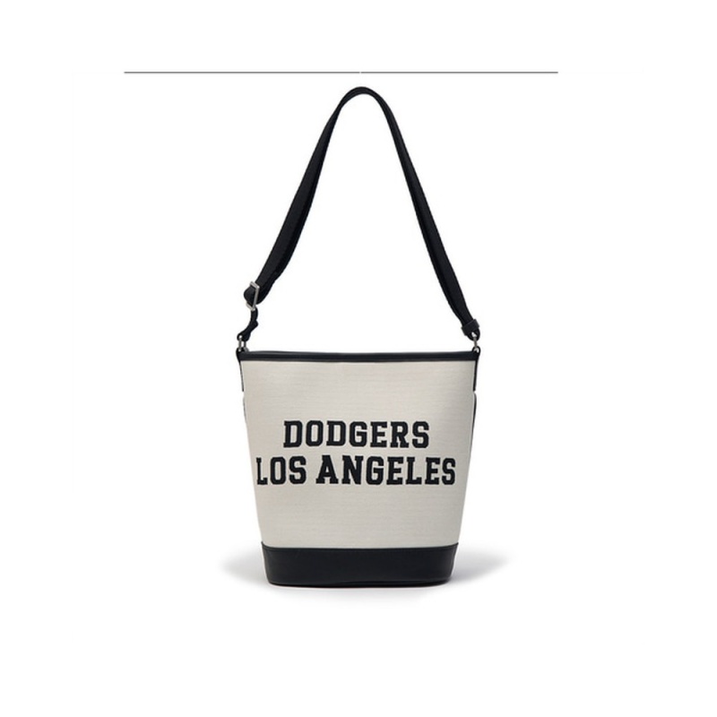 MLB Varsity Jacquard Canvas Bucket Bag LOS ANGELES DODGERS Cross Bags | VV81-C8LK