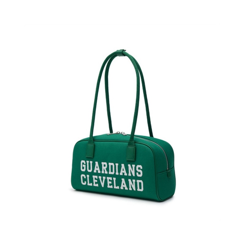 MLB Varsity Jacquard Canvas Square Shoulder Bag Cleveland Guardians Tote Bags | CO40-Z0IF