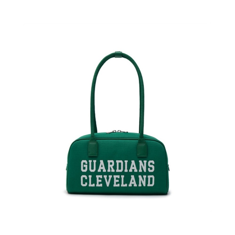 MLB Varsity Jacquard Canvas Square Shoulder Bag Cleveland Guardians Tote Bags | CO40-Z0IF