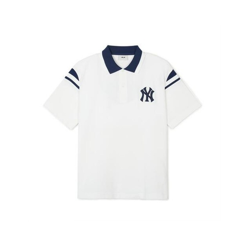 MLB Varsity Shoulder Point Over Fit Polo T Shirts New York Yankees T-Shirts | TL51-B4IX