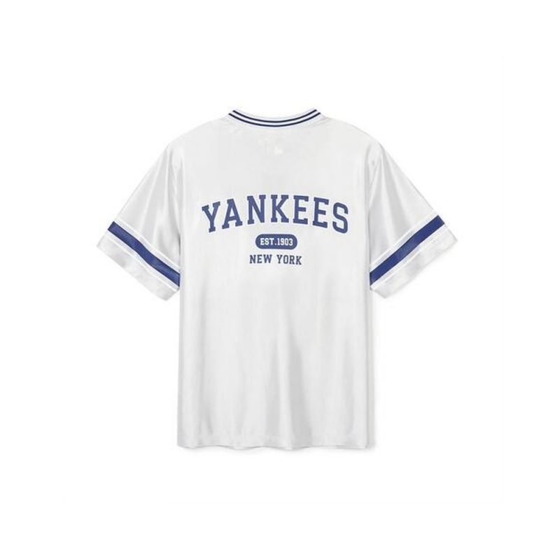 MLB Varsity Soccer Jersey V Neck Over Fit T Shirts New York Yankees T-Shirts | EW90-J2TW