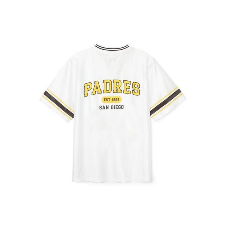 MLB Varsity Soccer Jersey V Neck Over Fit T Shirts SAN DIEGO PADRES T-Shirts | XJ18-Q5LZ