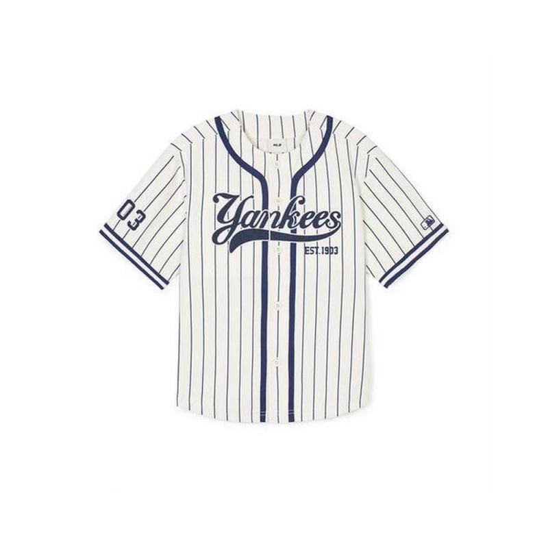 MLB Varsity Striped Baseball Shirt New York Yankees Shirts | CH92-H7WL