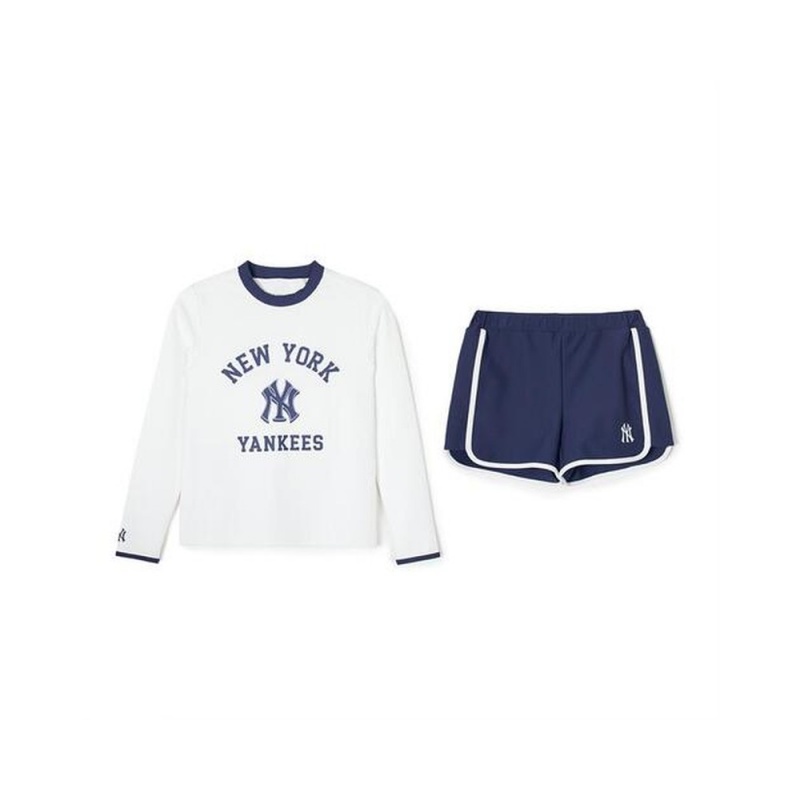 MLB Varstiy Rash Guard & Water Short Pants Set New York Yankees Swimwears | UK71-I3CU