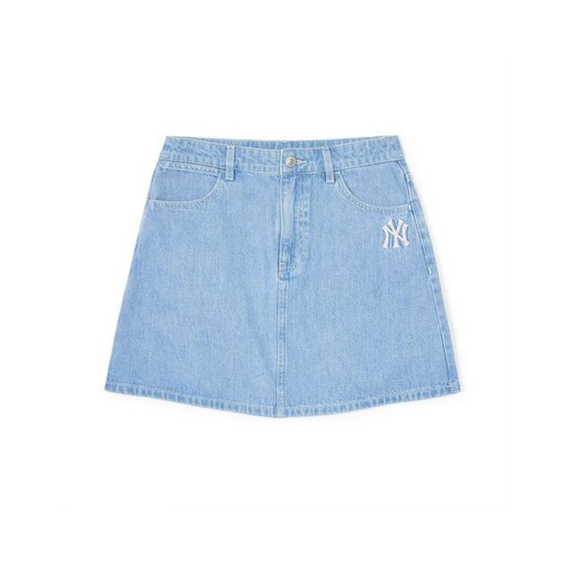 MLB [WMS] Basic Medium Logo Denim Skirt New York Yankees Skirts | BK00-O6KN