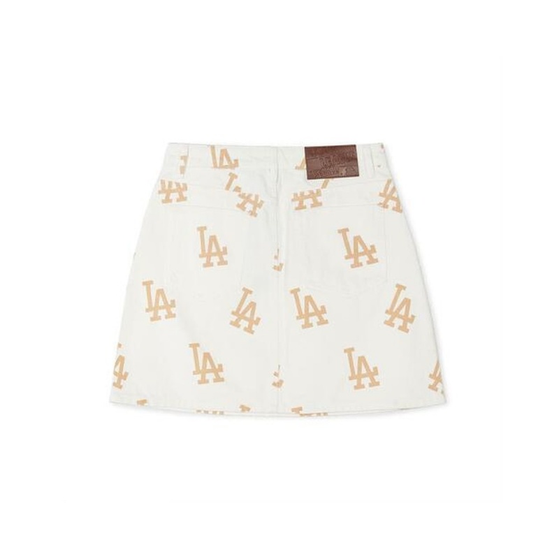 MLB [WMS] Basic Multi Mega Printed Logo Denim Skirt LOS ANGELES DODGERS Skirts | EF03-U5DN