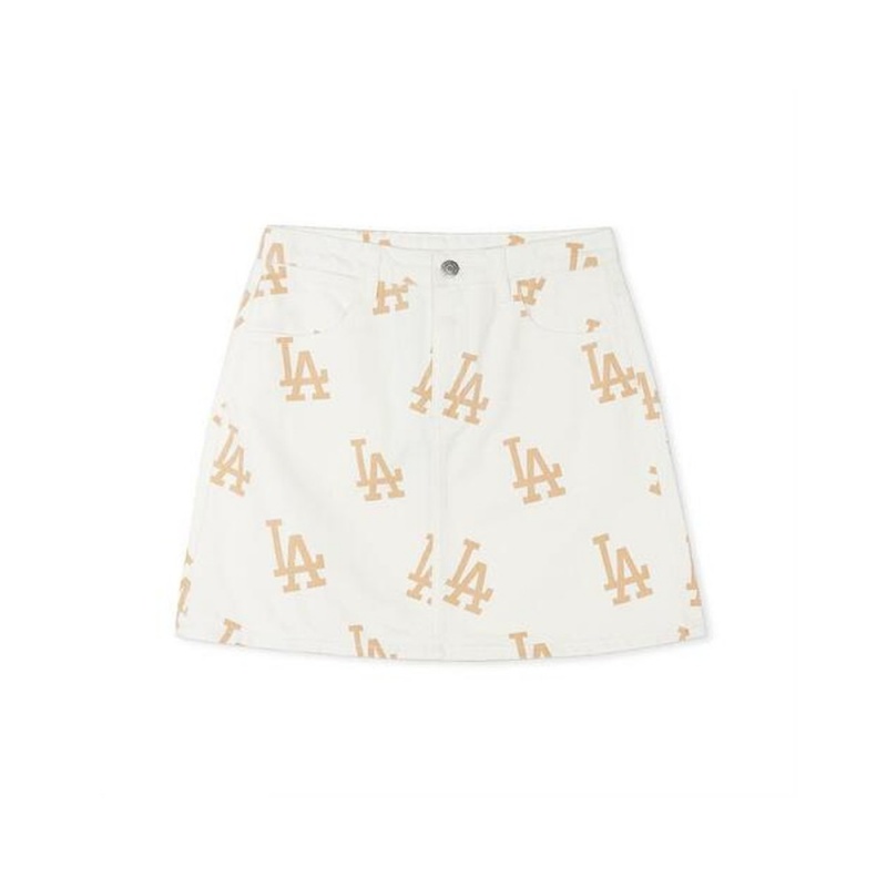 MLB [WMS] Basic Multi Mega Printed Logo Denim Skirt LOS ANGELES DODGERS Skirts | EF03-U5DN