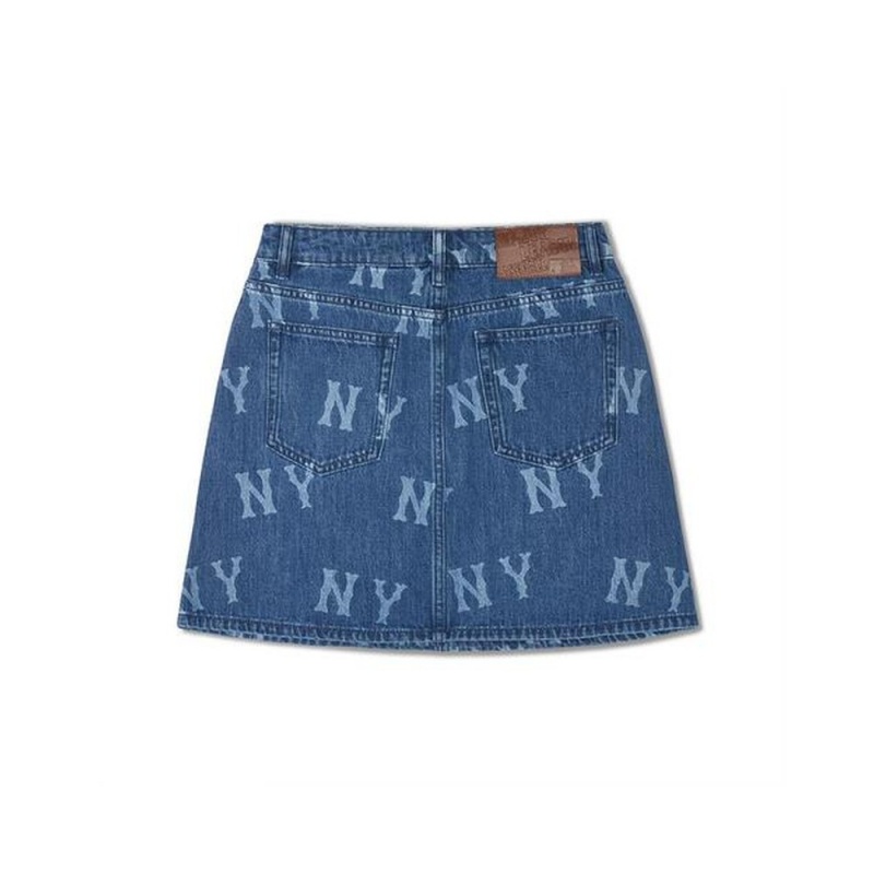 MLB [WMS] Basic Multi Mega Printed Logo Denim Skirt New York Yankees Skirts | ZH90-U2VG