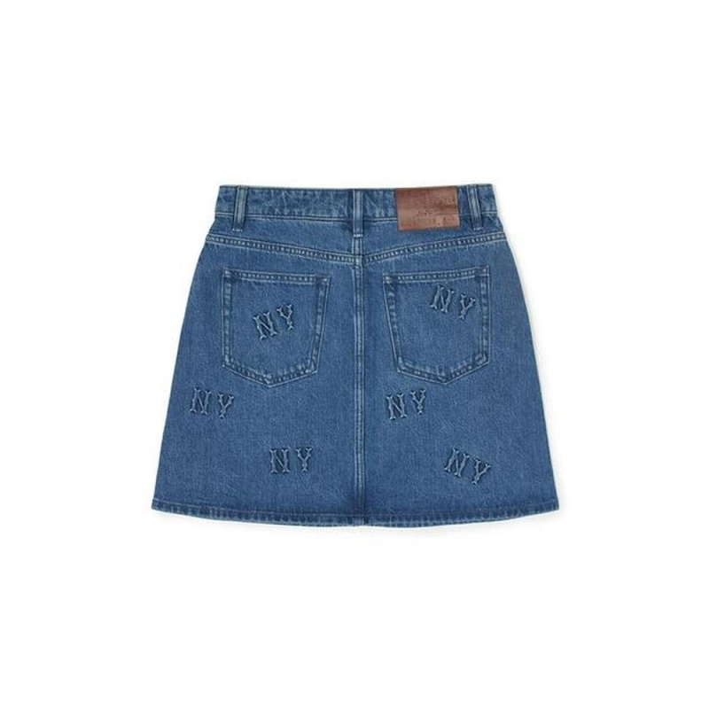 MLB [WMS] Classic MONOGRAM Volume Embroidery Denim Skirt New York Yankees Skirts | UN81-P2IC