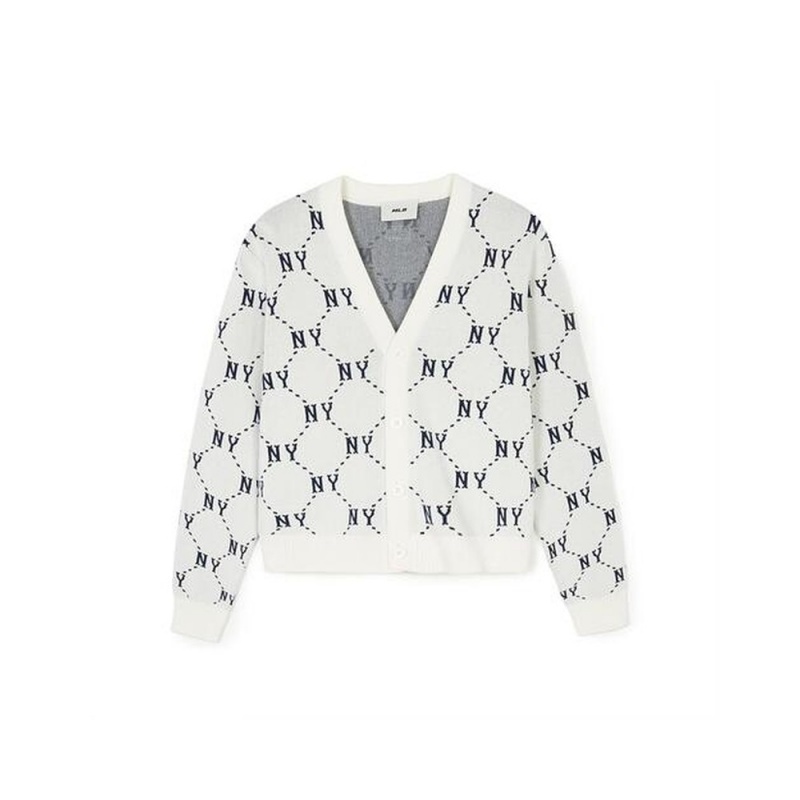 MLB [WMS] Dia MONOGRAM All Over Pattern Crop Cardigan New York Yankees Cardigan | BE59-M8QE