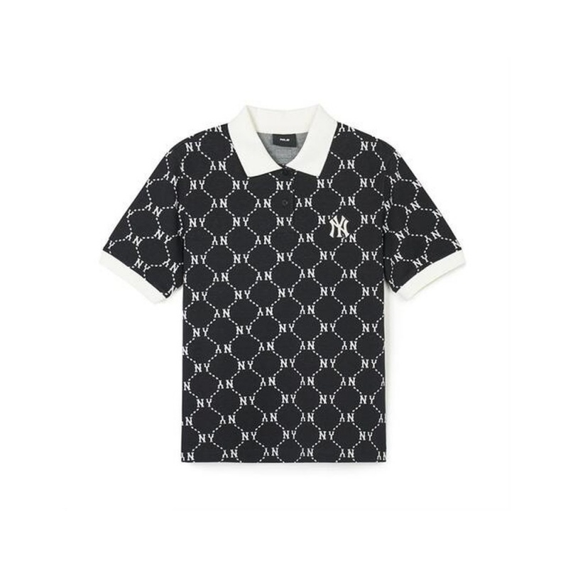 MLB [WMS] Dia MONOGRAM Jacquard Polo T Shirts New York Yankees T-Shirts | LR93-W4RC