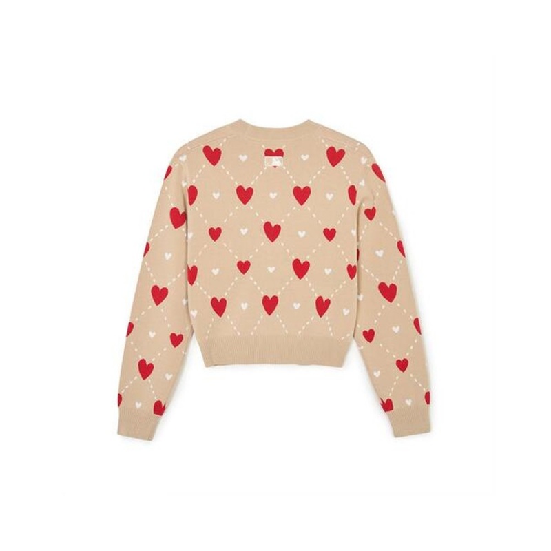 MLB [WMS] Heart All Over Pattern Crop Cardigan BOSTON REDSOX Tops | WC11-J9KH