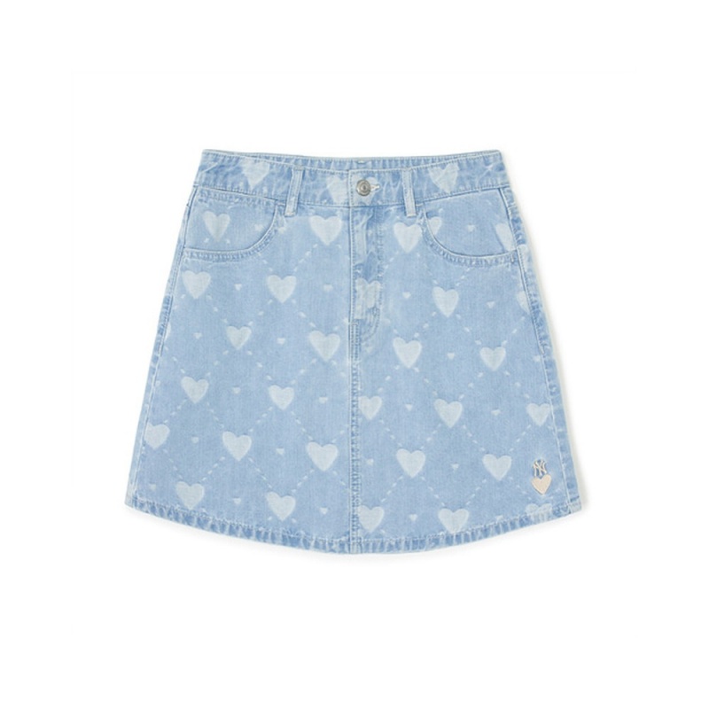 MLB [WMS] Heart Jacquard Denim Skirt New York Yankees Skirts | MG78-S6CR