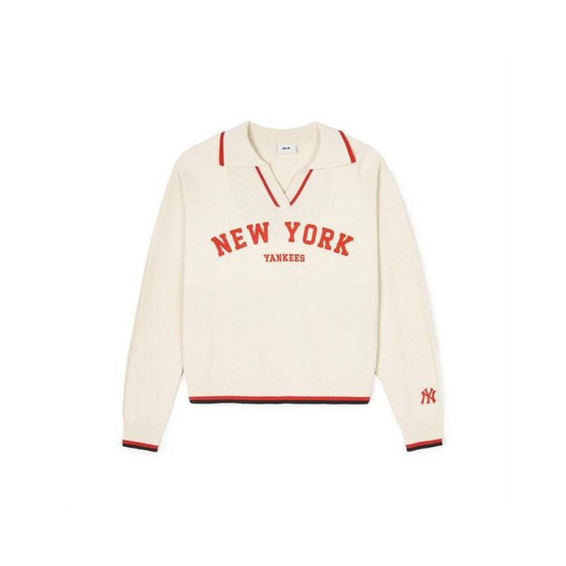 MLB [WMS] Varsity Slit Collar Neck Sweater Pullover New York Yankees Tops | XD60-K6RB